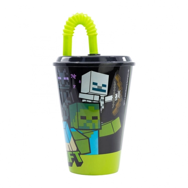 Children's Water Cup with Straw - Minecraft Design