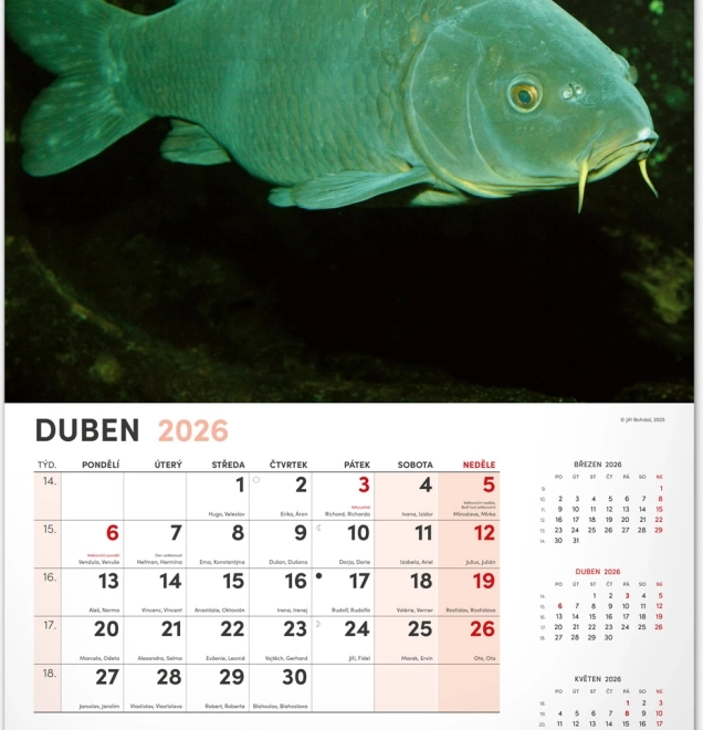 Calendrier mural de pêche 2026