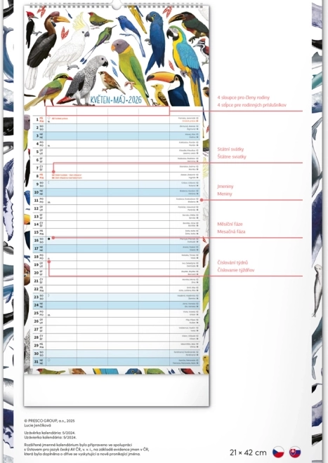 Wall Calendar Family Planner 2026 with Animalium Illustrations