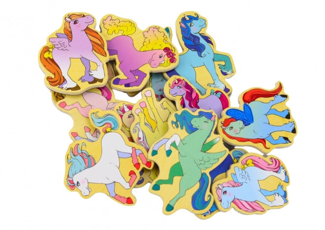 Colorful Unicorn Wooden Magnet Set