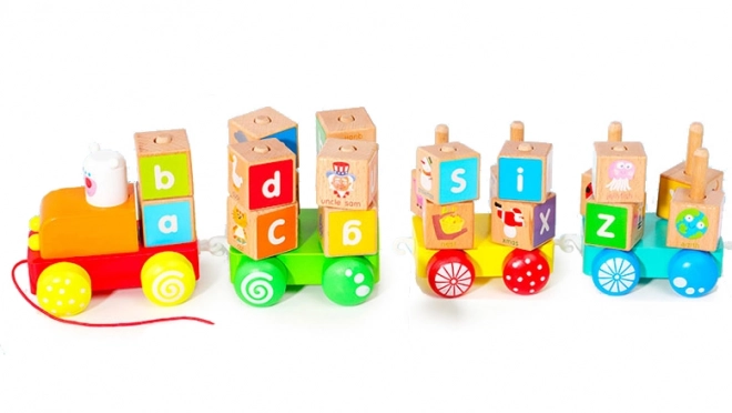 Wooden Train with Alphabet Blocks by Ecotoys