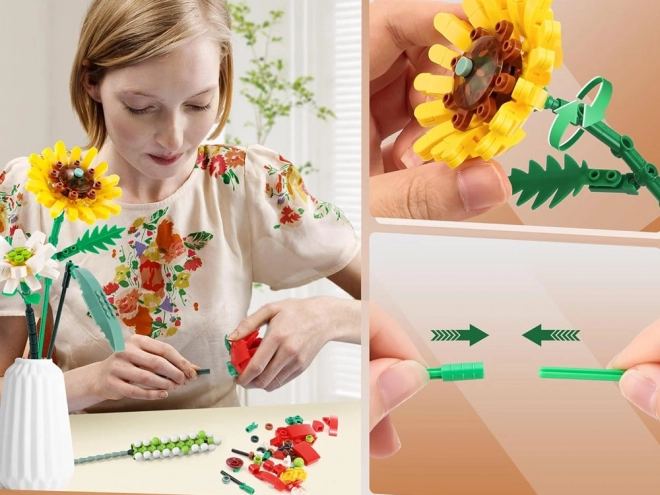 creative flower bouquet building blocks set