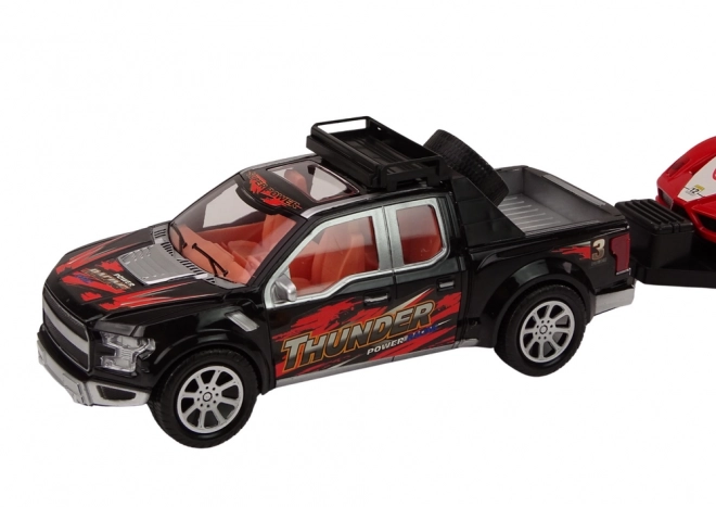 Pickup Truck with Trailer and Sports Car Set