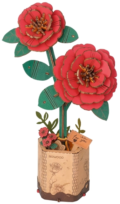 Wooden 3D Puzzle Red Camellia