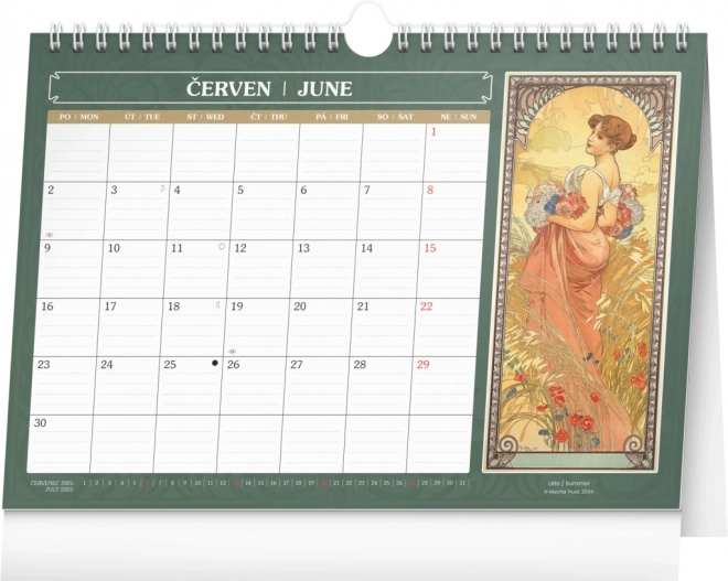 Desk Calendar Alfons Mucha 2025