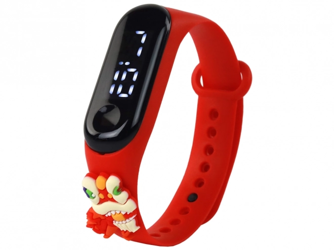 Children's Touchscreen Dragon Watch with Adjustable Red Band