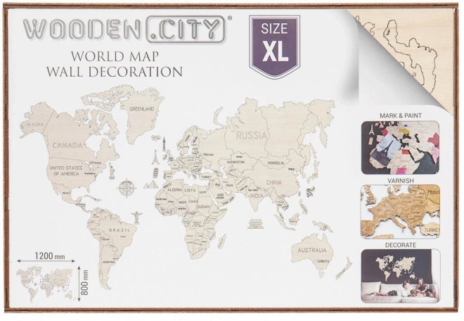 Wooden World Map XL Size