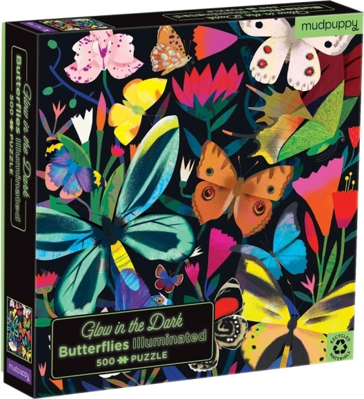 Mudpuppy Puzzle Butterflies Glow in the Dark 500 Pieces