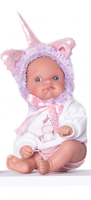 Purple Unicorn Realistic Baby Doll with Full Vinyl Body - 21 cm