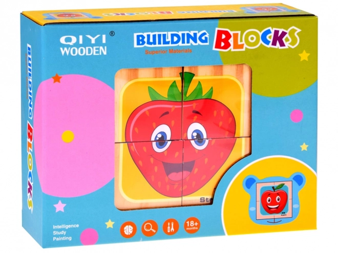 Wooden Fruit Puzzle Blocks Set