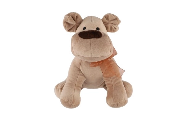 Plush Brown Sitting Puppy with Bow