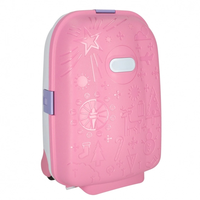 Children's Travel Suitcase with LED Wheels - Pink