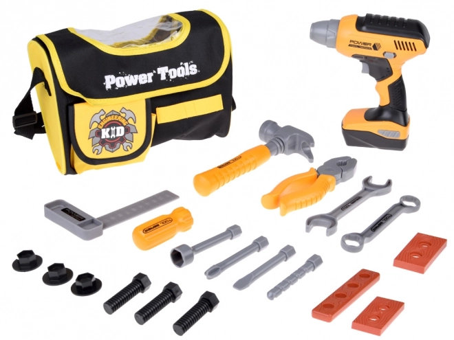 Large Kids Tool Set with Bag and Battery Drill