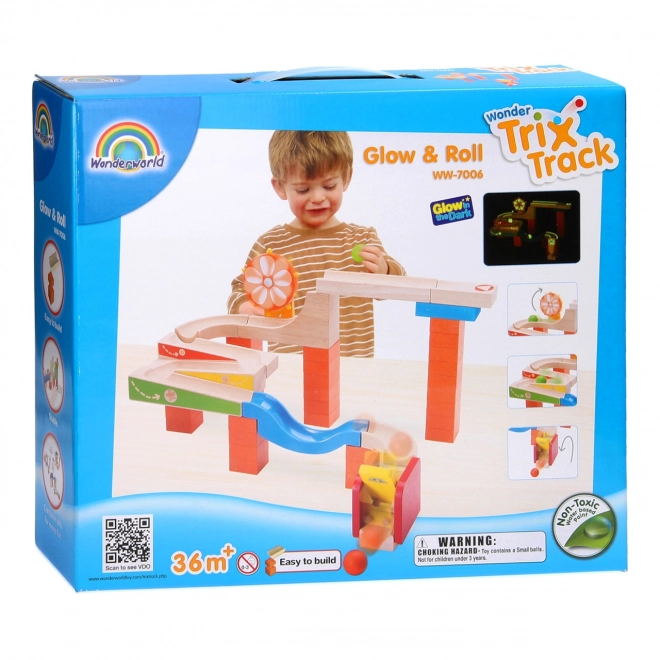 Wonderworld Wooden Marble Run Trix - Glow Wheel