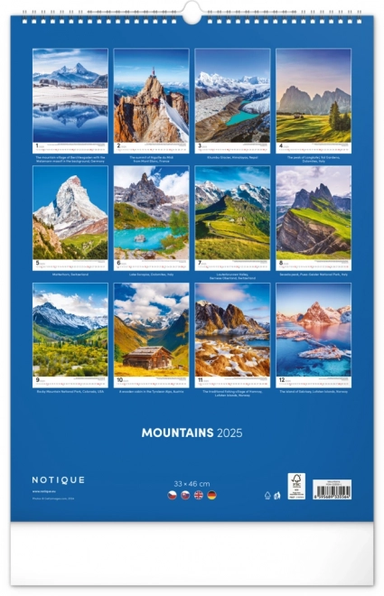 Notique Wall Calendar Mountains 2025