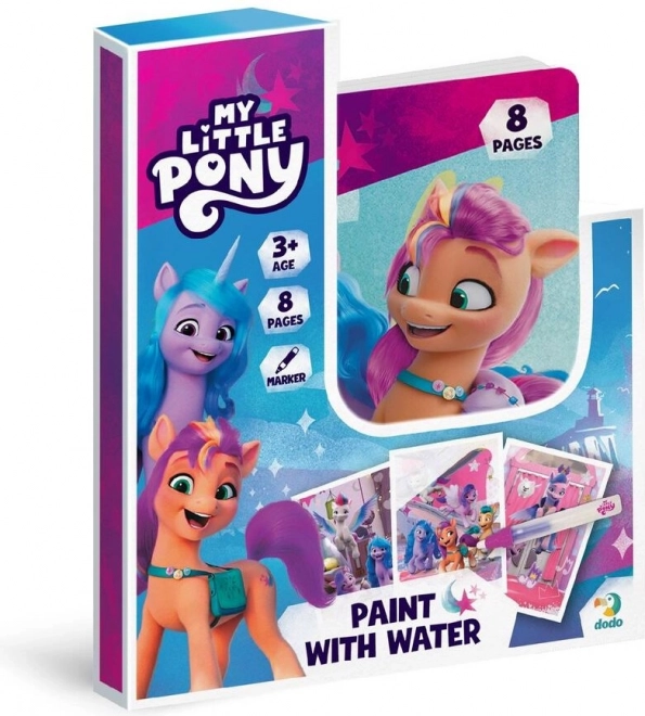Pittura magica con acqua – album da colorare MY LITTLE PONY 12 × 16 cm con pennello, 8 fogli