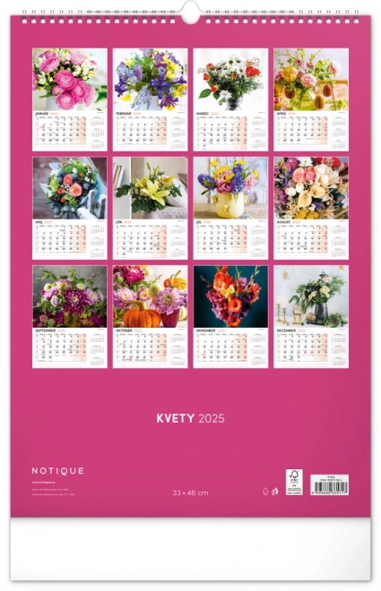 Wall Calendar Flowers 2025