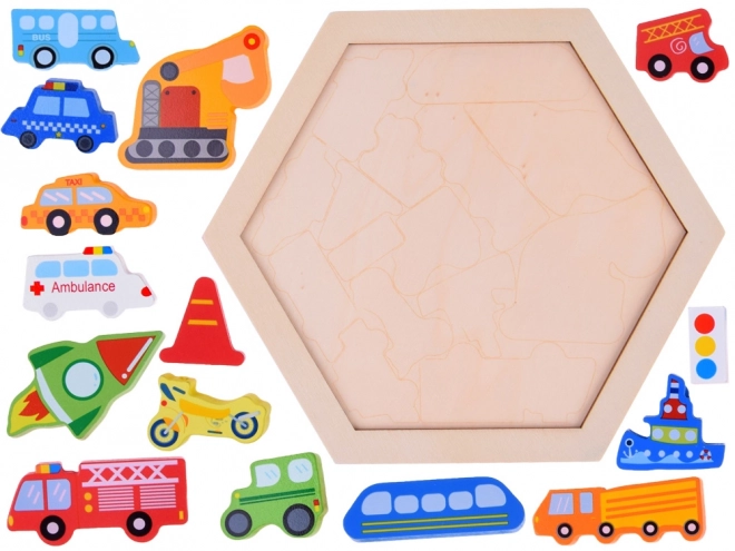 Wooden Puzzle Vehicles Set