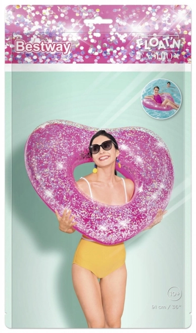 Heart-Shaped Glitter Swimming Ring