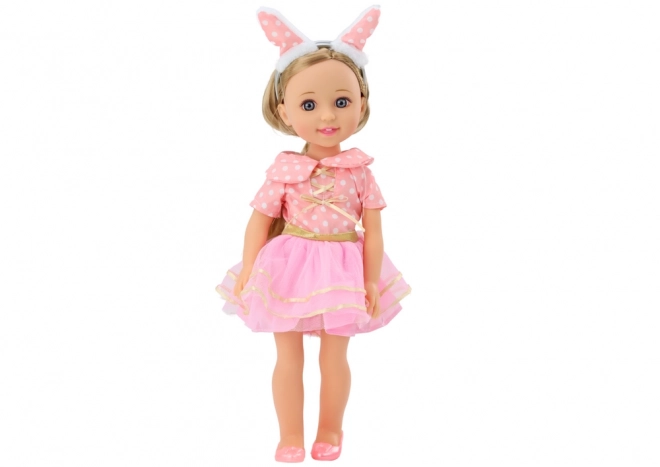 Elegant Blonde Doll with Pink Dress and Accessories