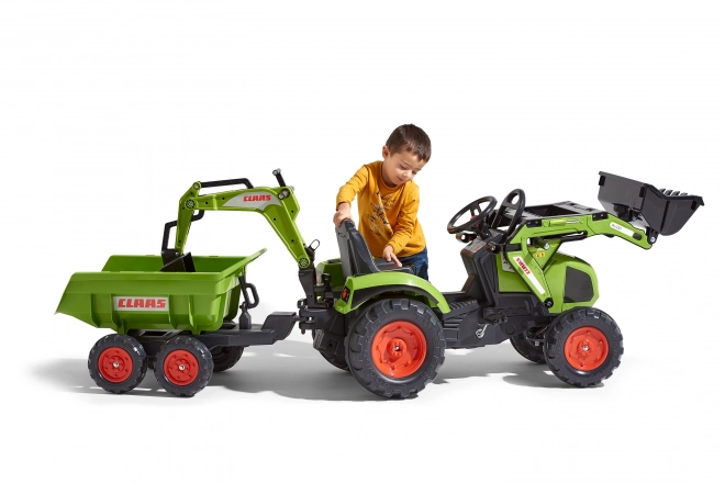 Pedal Tractor Claas Axos - with front and rear loader + trailer