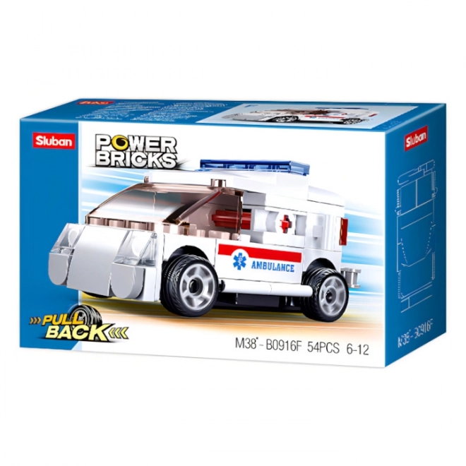 Sluban Ambulance Pull Back Car Building Set