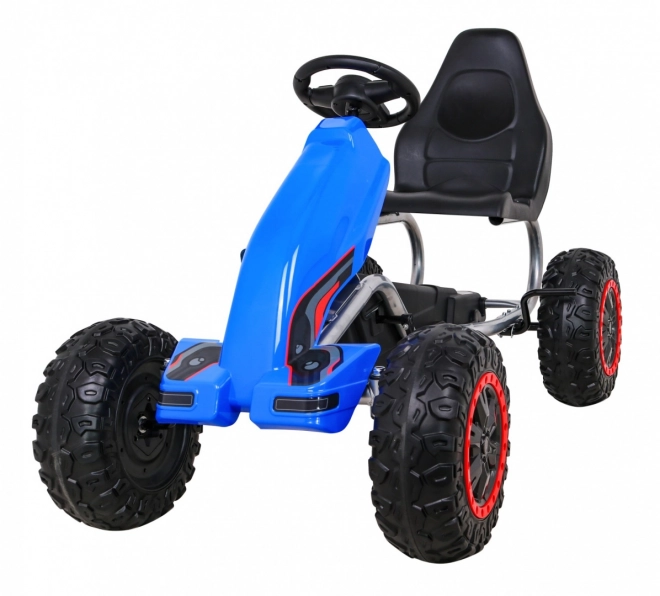 Large Pedal Go-Kart Strong for Children Blue + 100 kg Capacity + EVA Wheels + Hand Brake + Sports Seat