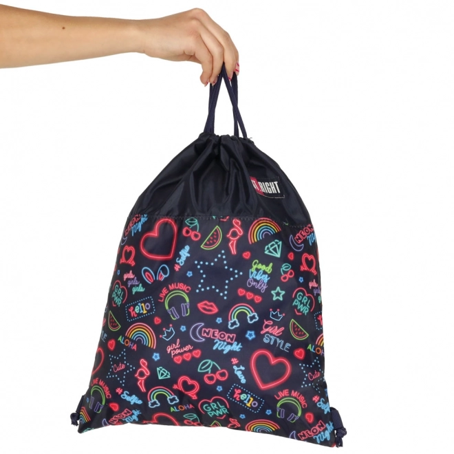 Bambino sports shoe and gear bag black with neon patterns