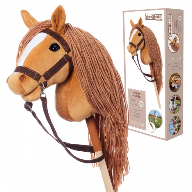 Wooden Horse on a Stick Hobby Horse HOPPIHORSE Chestnut Brown