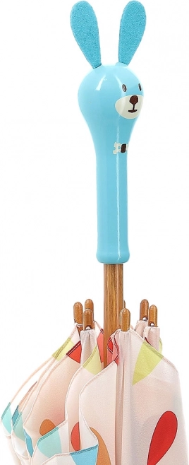 Lacquered wooden handle shaped like a rabbit