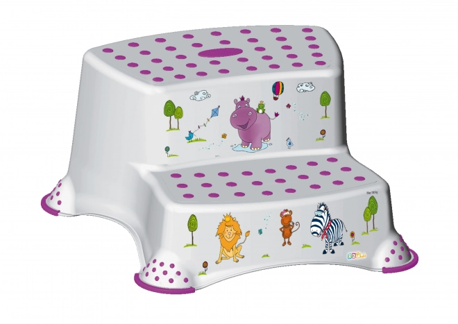 Step Stool for Kids White Hippo