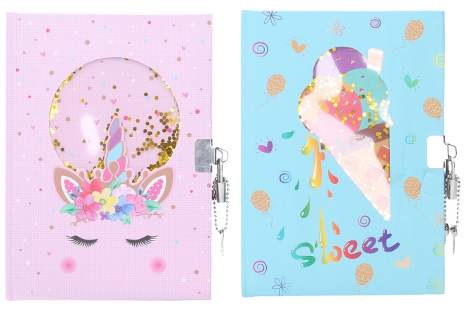 Memory Book with Lock 15x21 cm Unicorn Ice Cream Theme