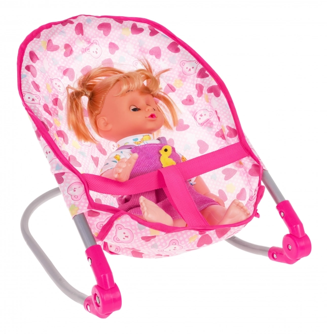 3-in-1 Doll Care Playset with Pink Stroller, Swing, Rocker and Doll