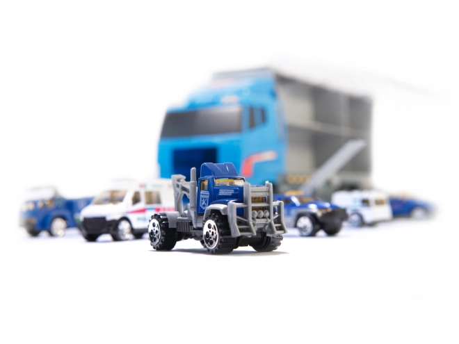 Police Transporter Truck with Metal Cars