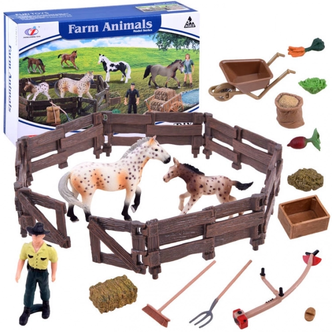 Animal Figurine Set Farm Horses – D