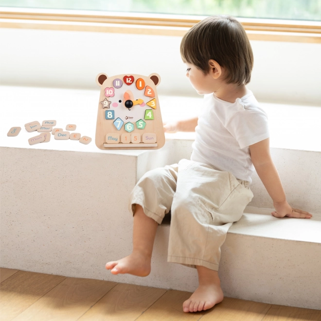 Orologio educativo in legno orsetto Classic World 3 in 1 per l'insegnamento del tempo, conteggio e date