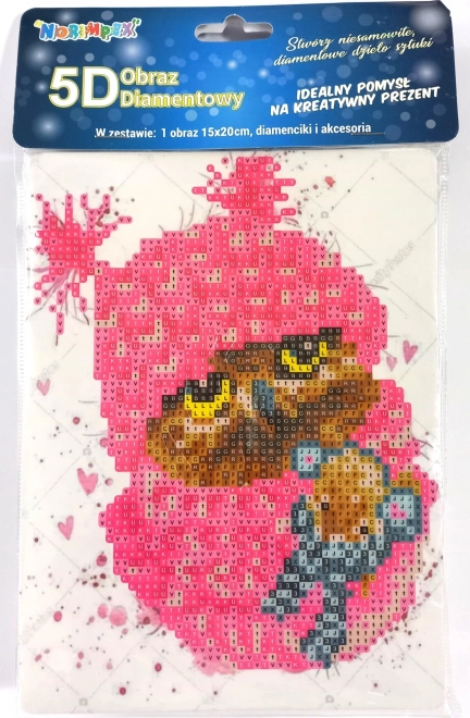 Diamond Painting Owl in Pink with Stand 15x20cm