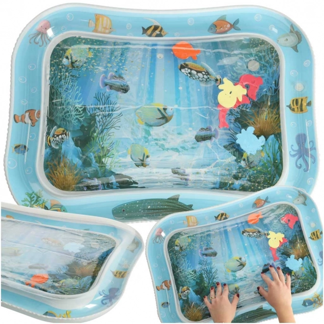 Inflatable Sensory Water Mat for Babies with Colorful Fish