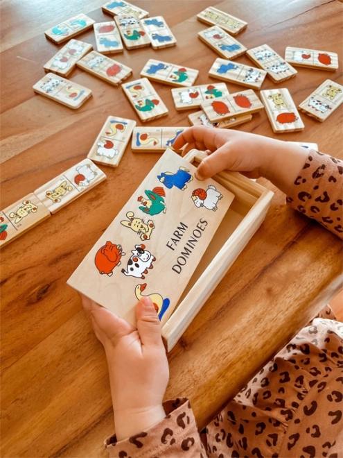 Small Foot Wooden Domino Farm Game