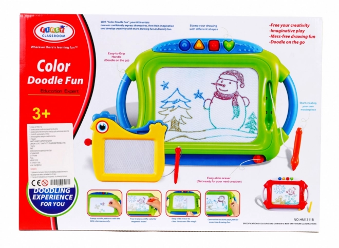 Magnetic Drawing Board Set for Kids 3+ with Erasable Drawings and Stamps