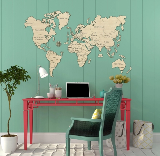 Wooden World Map XL Size