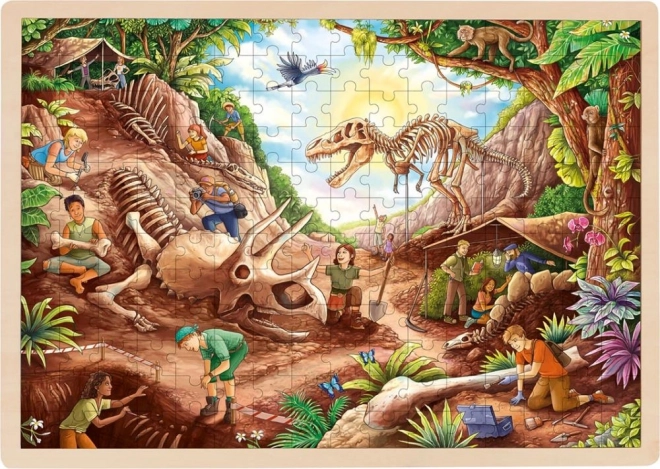 Wooden Dinosaur Excavation Puzzle by Goki