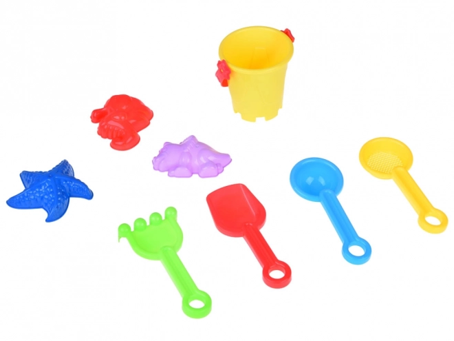 Colorful Sandbox Toy Set with Bucket and Molds