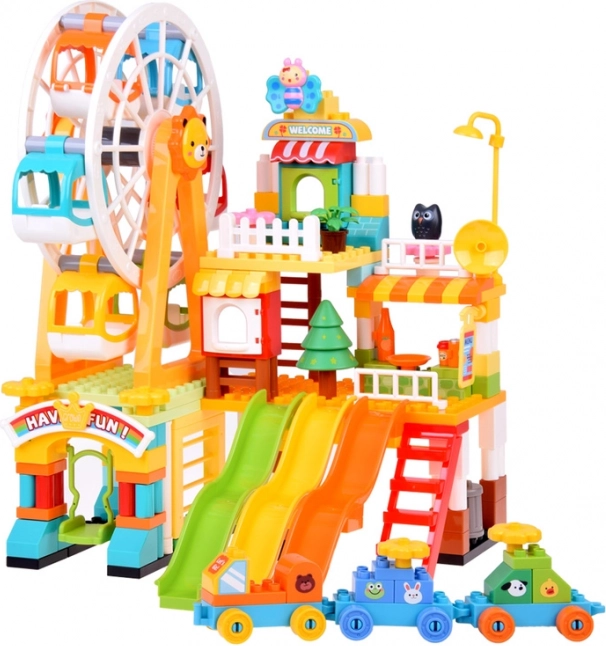 Large Colorful Blocks Happy Park Playground with Slides 235 pcs