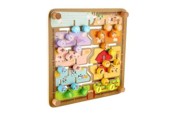 Wooden Educational Maze and Puzzle Board 2-in-1