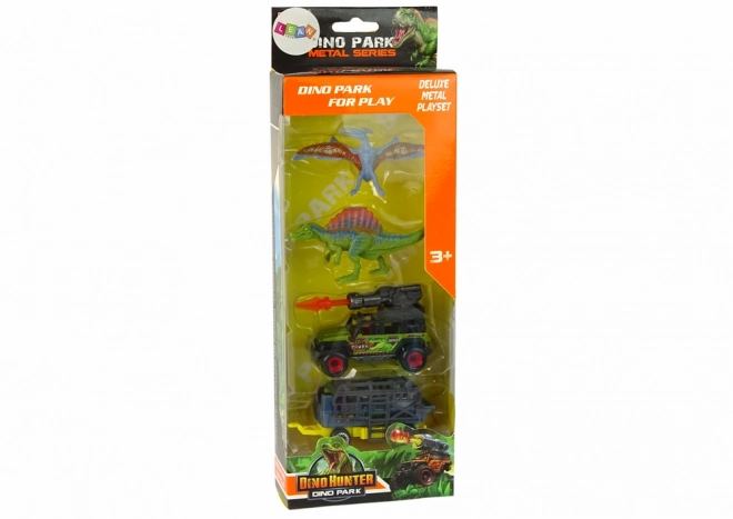 Dinosaur Adventure Car Set with Rocket and Trailer