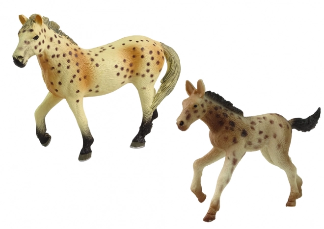 Knabstrupper Horse and Foal Figurine Set with Enclosure