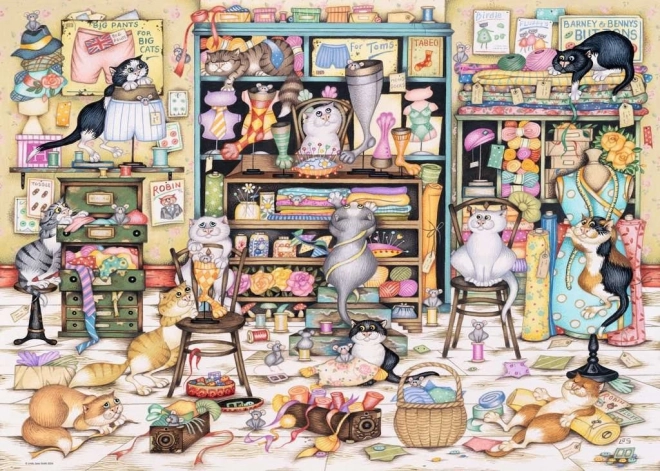 Ravensburger Puzzle Crazy Cats: Playful Cats in the Haberdashery 1000 Pieces