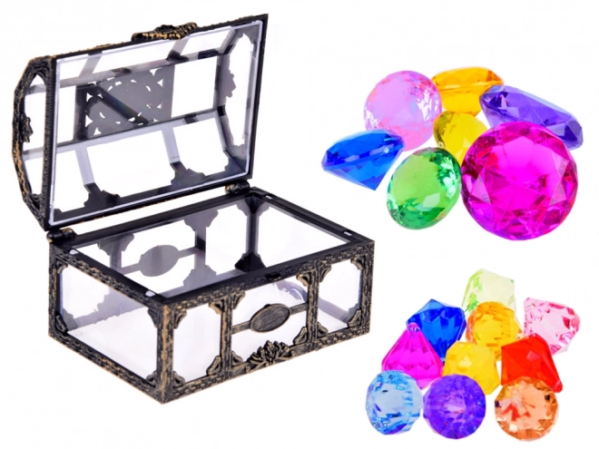 Treasure Chest with Colorful Crystals