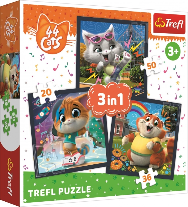 Trefl Puzzle 44 Cats Meet the Cats 3 in 1